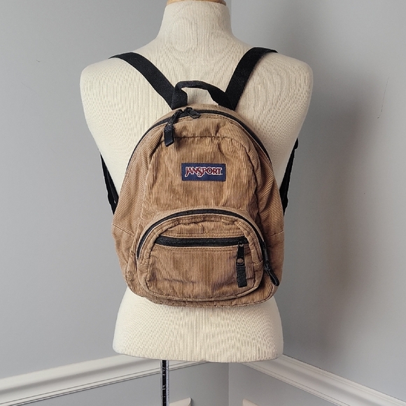 Jansport Handbags - JANSPORT Half Pint VTG Mini Tan Corduroy Y2K 90s Academia Purse Small Backpack